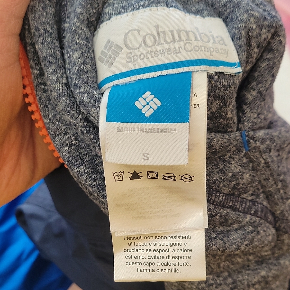 Columbia Blue Hooded Jacket with Orange Zipper Reversible - Picture 7 of 8